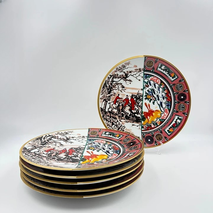 İki Desenli Martin 6'lı Pasta Tabağı