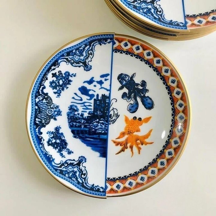 İki Desenli Rustik 6'lı Pasta Tabağı