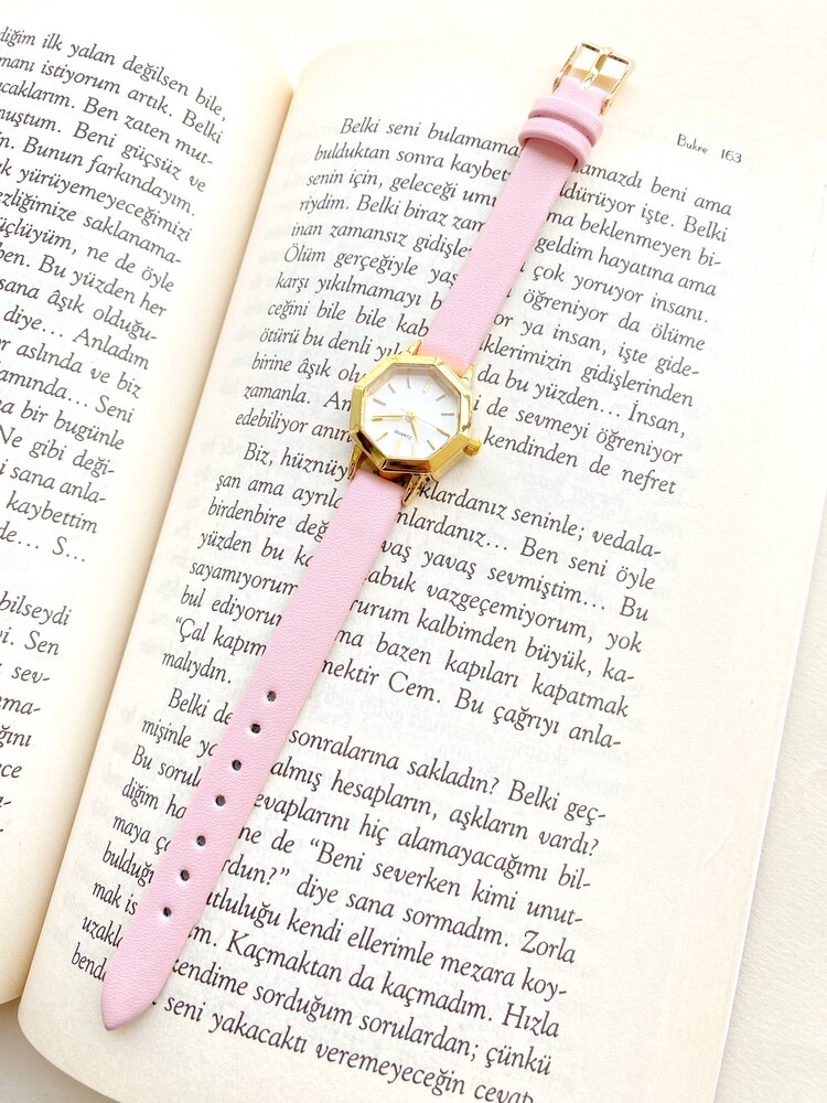 ÇOKGEN GOLD KASA MİNİMAL PEMBE KADIN KOL SAATİ
