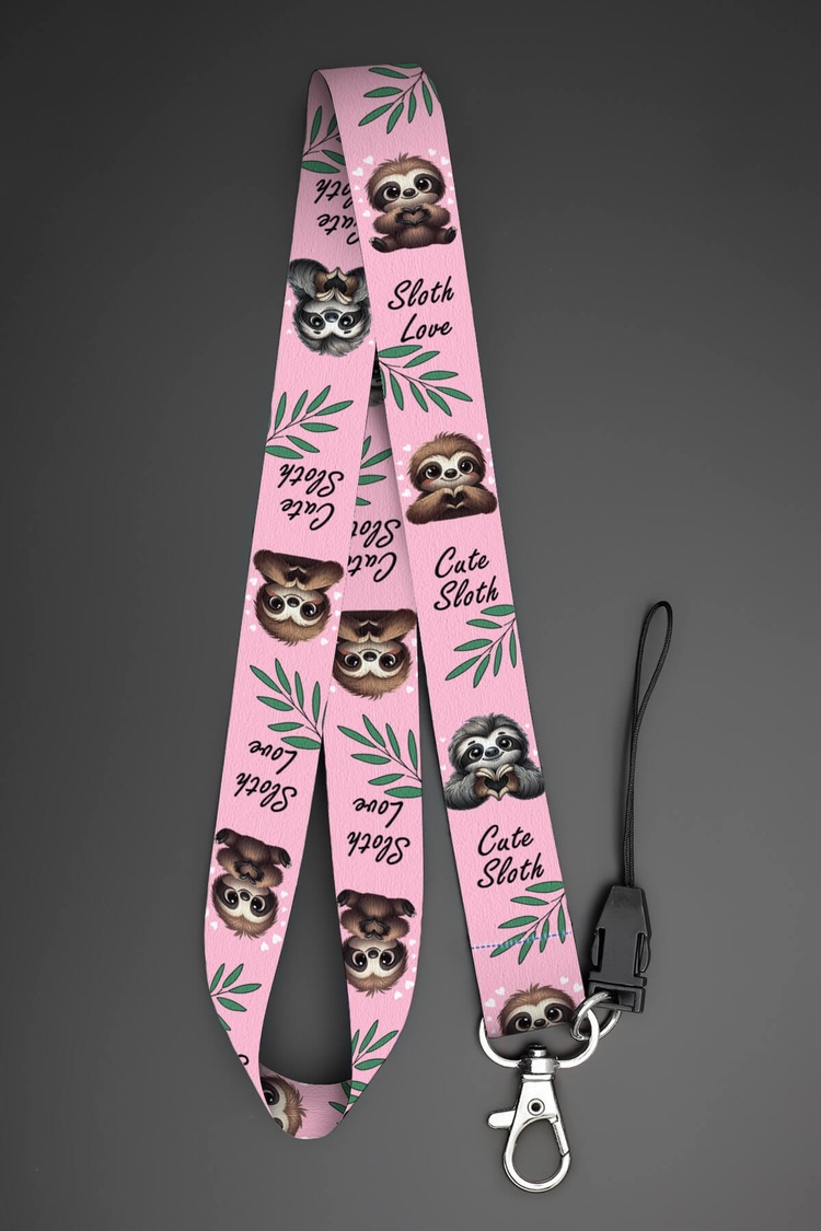 Cute Sloth Desenli Boyun Askı İpi – Yaka Kartı, Kimlik Askısı ve Telefon Aksesuarı