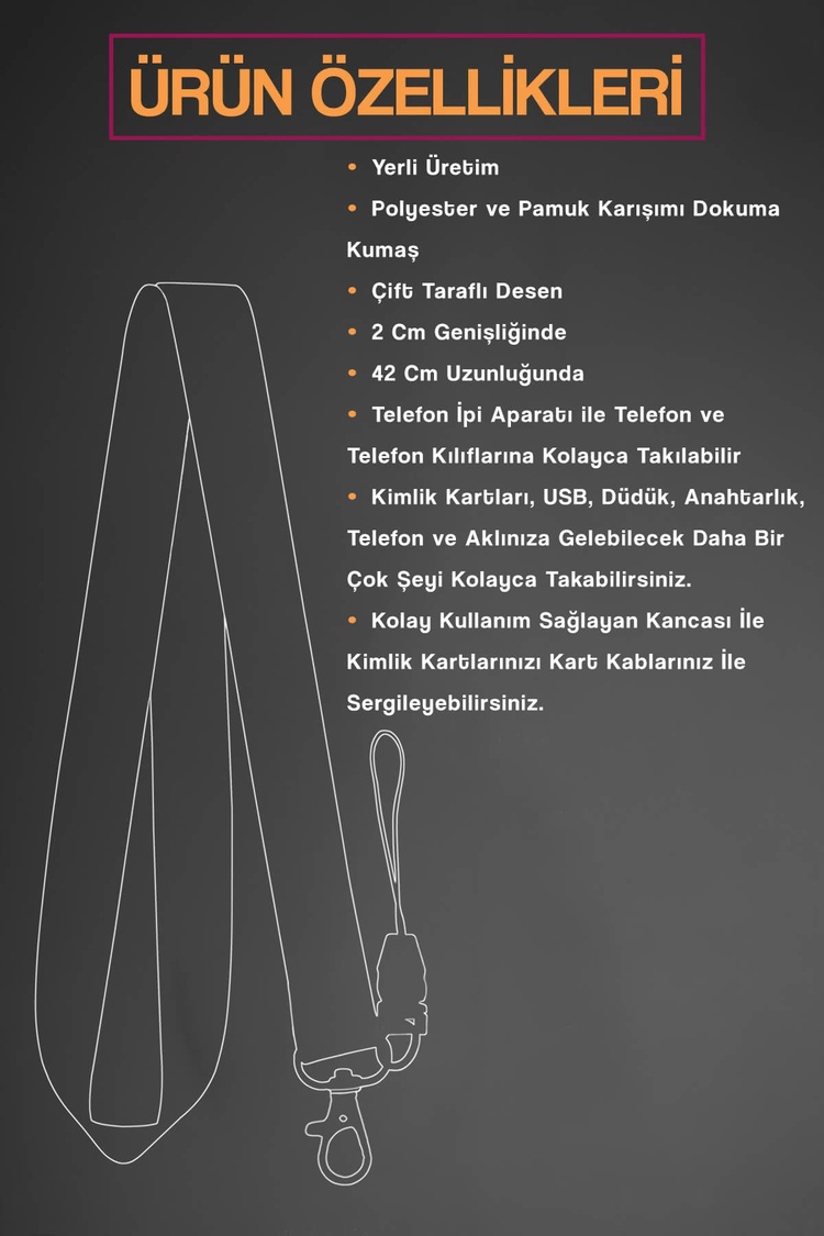 Ay Çiçeği Boyun Askı İpi – Kimlik Kartı ve Telefon Askısı