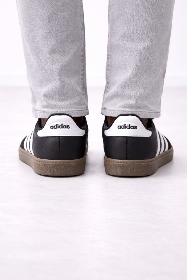 Erkek Siyah Beyaz Çizgili Günlük Sneaker Ayakkabı