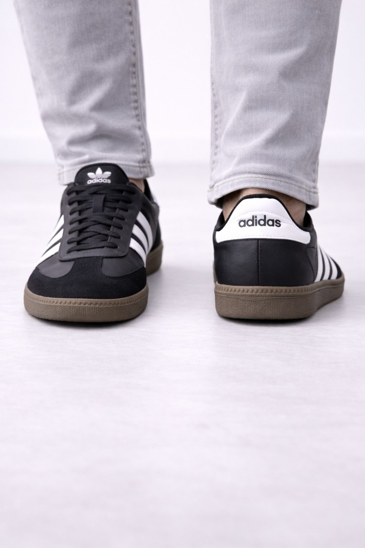 Erkek Siyah Beyaz Çizgili Günlük Sneaker Ayakkabı