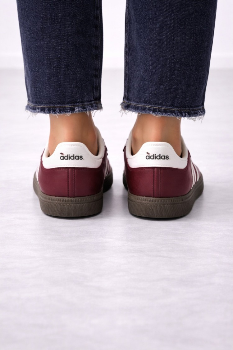 Kadın Bordo Beyaz Detaylı Günlük Sneaker Ayakkabı