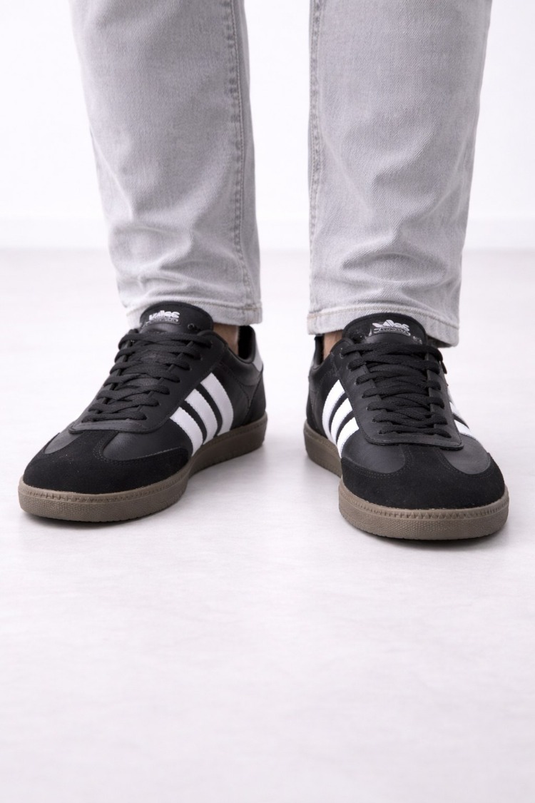 Erkek Siyah Beyaz Çizgili Günlük Sneaker Ayakkabı