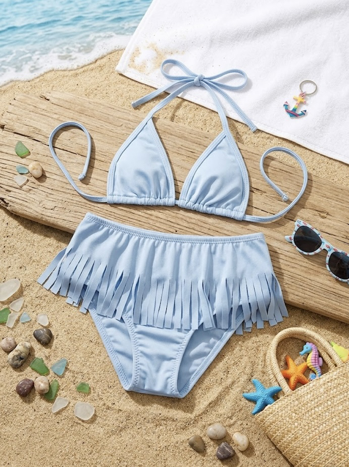 Mavi kız çocuk bikini takımı