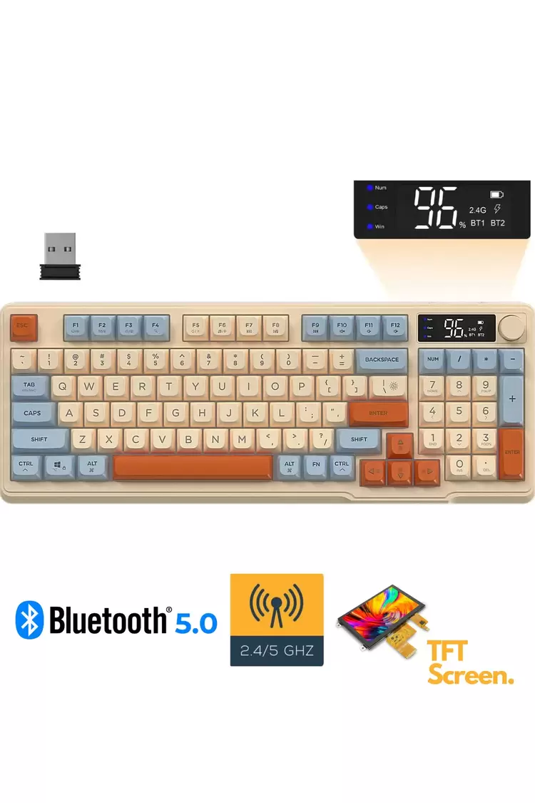 Freewolf M96 2.4g Bt5.0 Çift Bağlantılı Tft Led Ekranlı Reinbow Gaming Oyuncu Klavye