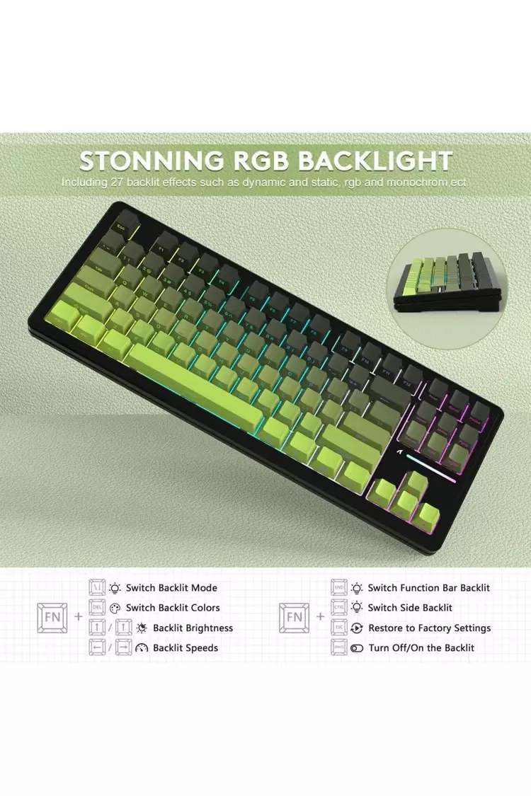 Attack Shark M87 PROV2 White Switch Mekanik RGB TripleMode E-Sports Profesyonel Gaming Oyuncu Klavye