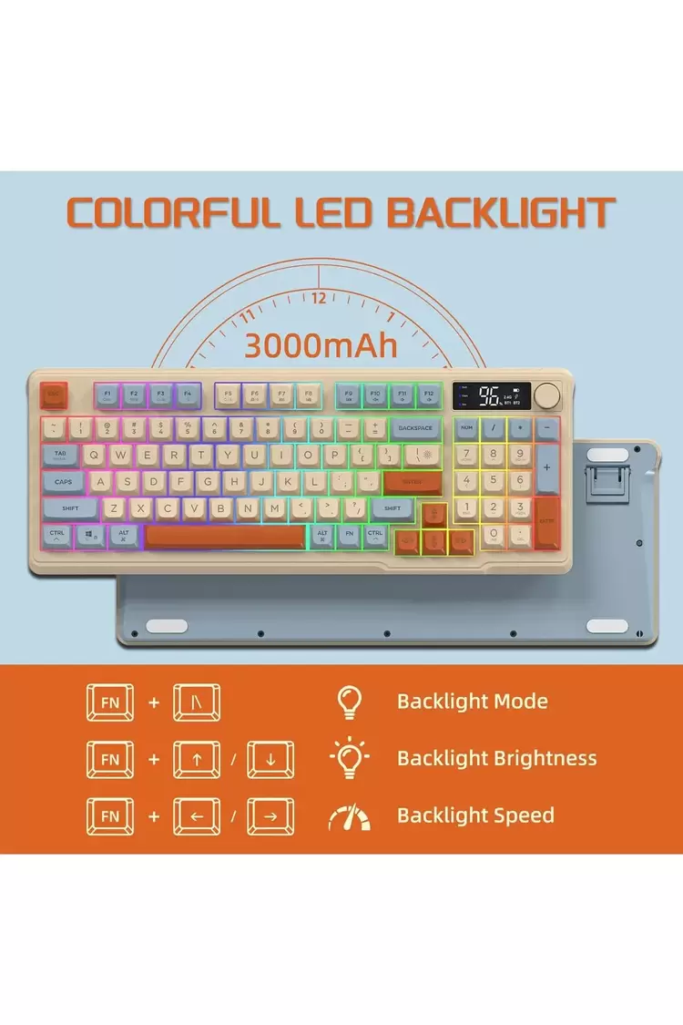 Freewolf M96 2.4g Bt5.0 Çift Bağlantılı Tft Led Ekranlı Reinbow Gaming Oyuncu Klavye