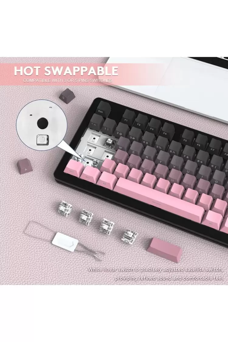 Attack Shark M87 PROV2 White Switch Mekanik RGB TripleMode E-Sports Profesyonel Gaming Oyuncu Klavye