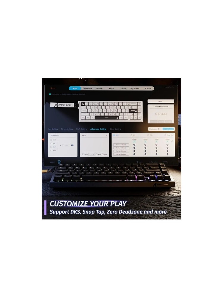 Attack Shark X68HE Rapid Trigger 0.125MS Manyatik Switch Rgb App Uygulamalı Gaming Oyuncu Klavye