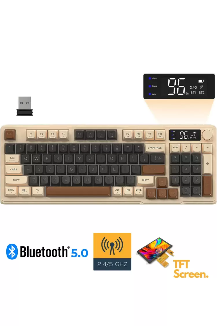  Freewolf M96 2.4g Bt5.0 Çift Bağlantılı Tft Led Ekranlı Reinbow Gaming Oyuncu Klavye