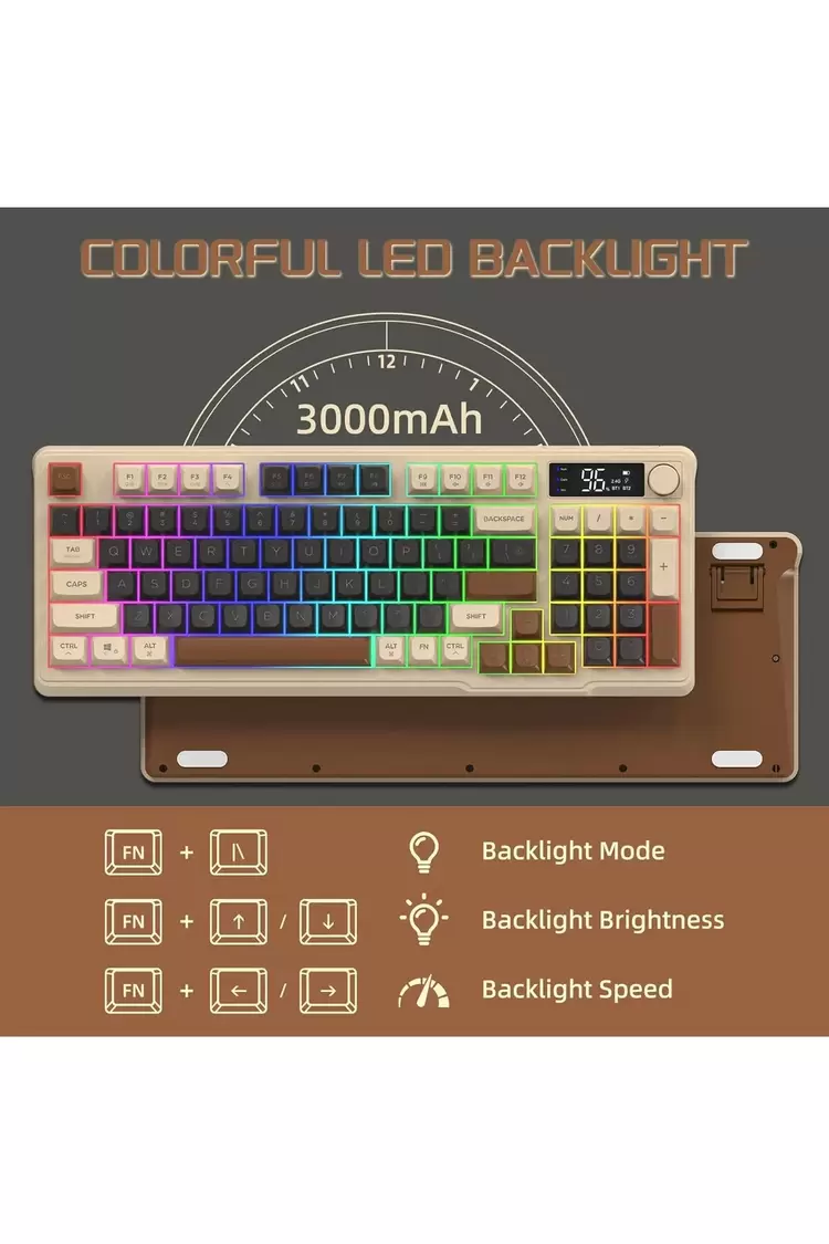  Freewolf M96 2.4g Bt5.0 Çift Bağlantılı Tft Led Ekranlı Reinbow Gaming Oyuncu Klavye