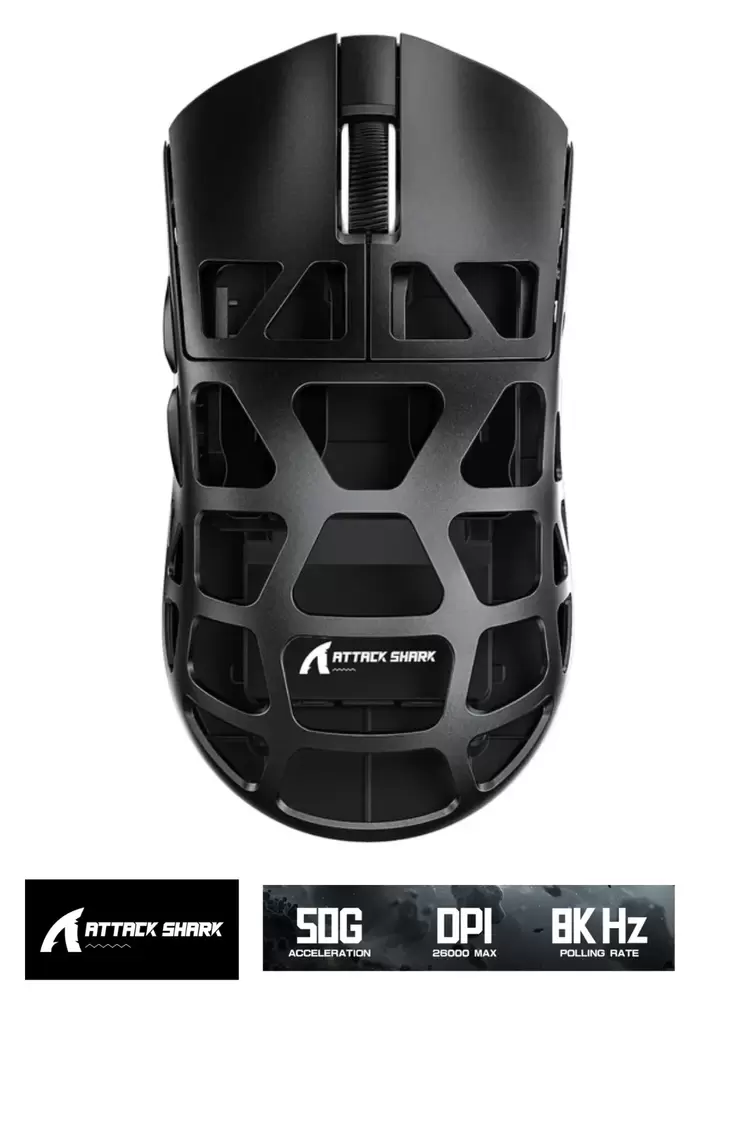 Attack Shark R3 Magnezyum Alaşımlı APP Uygulamalı 8Khz Ultra Hız Tepki 26.000DPI Gaming Mouse