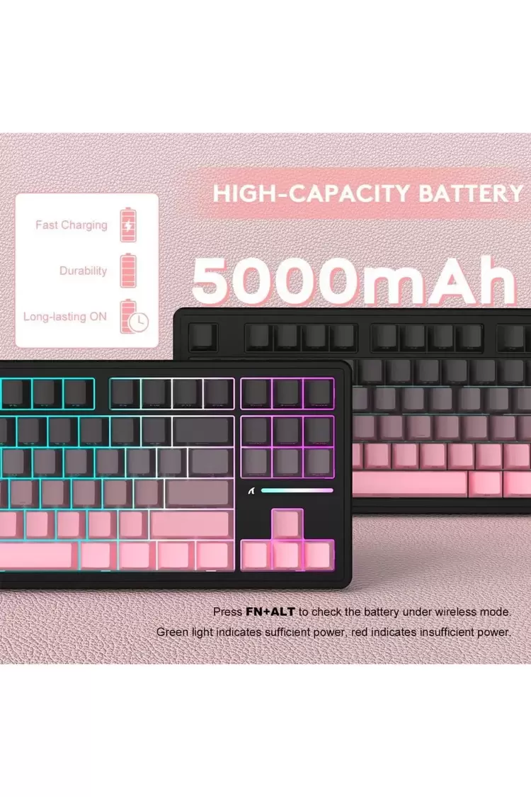 Attack Shark M87 PROV2 White Switch Mekanik RGB TripleMode E-Sports Profesyonel Gaming Oyuncu Klavye