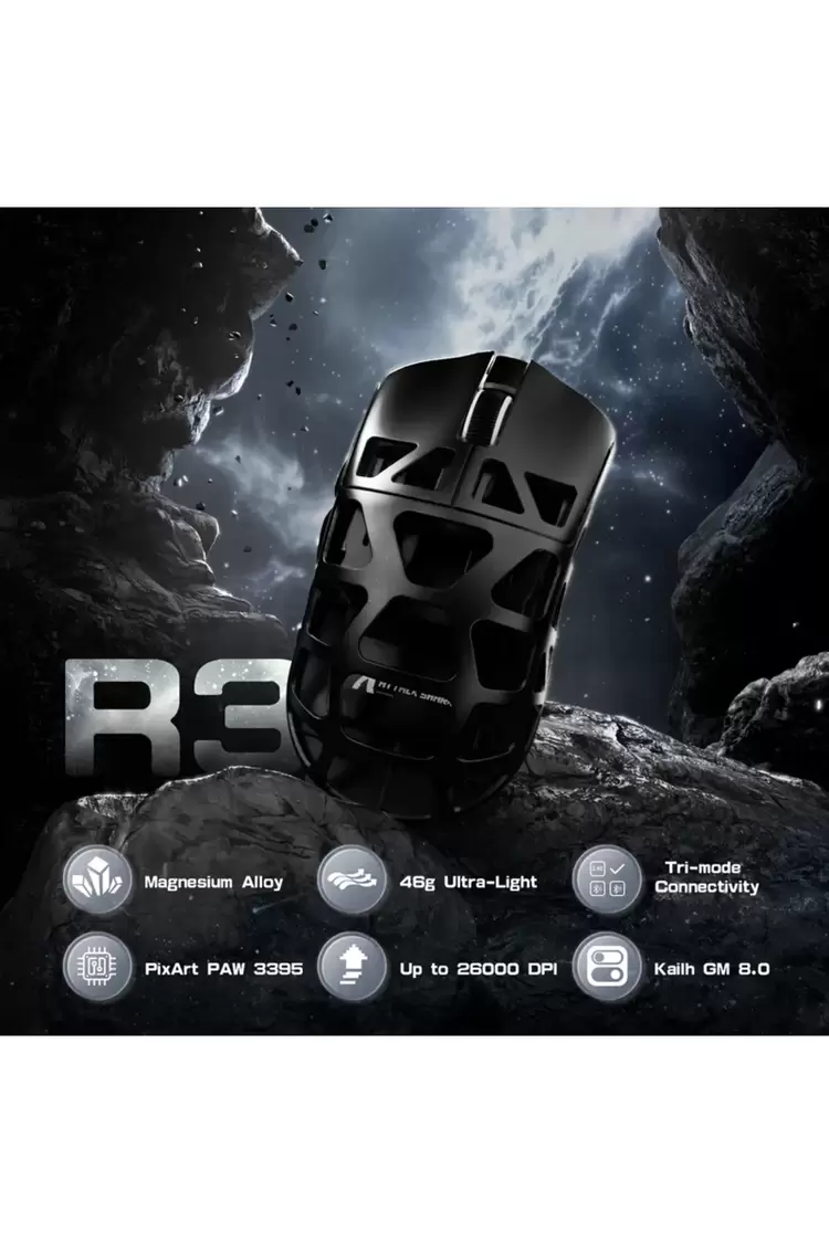 Attack Shark R3 Magnezyum Alaşımlı APP Uygulamalı 8Khz Ultra Hız Tepki 26.000DPI Gaming Mouse
