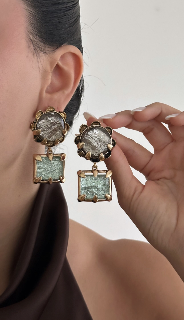 Antik Kristal Küpe