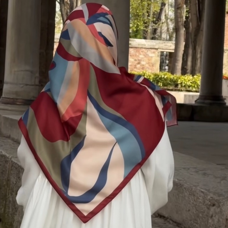Pamuklu Soft Rana Desen Eşarp Bordo