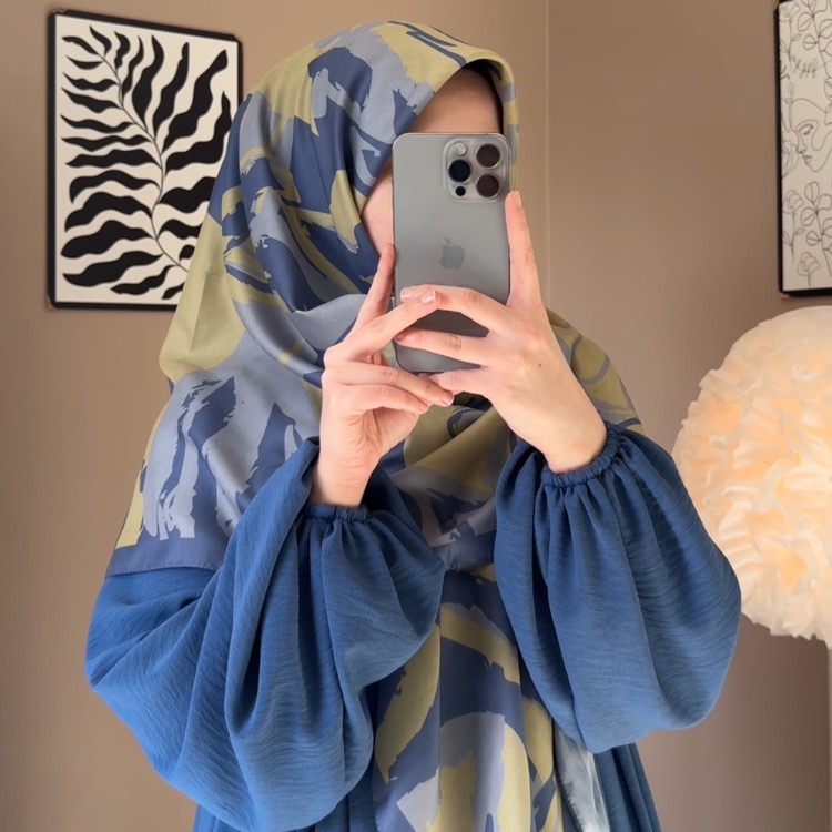 Takım Ayrobin Kumaş İndigo Mavi Renk Elbise Soft Pamuk Eşarp Açıklamayı Okuyun ☺️