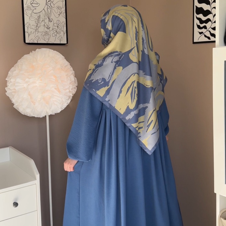Takım Ayrobin Kumaş İndigo Mavi Renk Elbise Soft Pamuk Eşarp Açıklamayı Okuyun ☺️