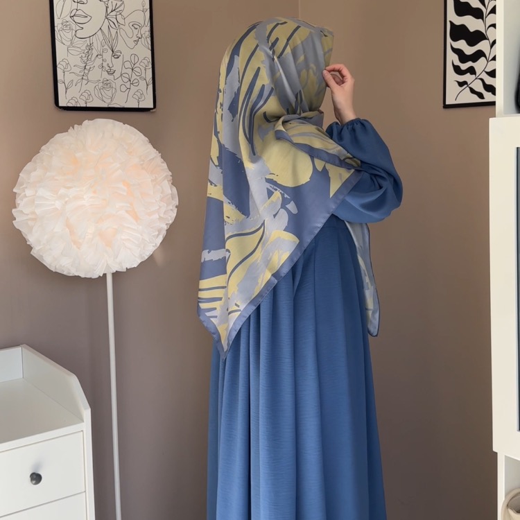 Takım Ayrobin Kumaş İndigo Mavi Renk Elbise Soft Pamuk Eşarp Açıklamayı Okuyun ☺️