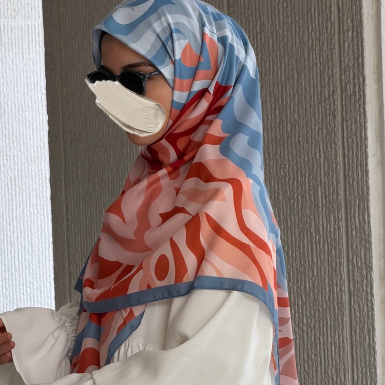 Pamuklu Soft Mihra Desen Eşarp Bulut