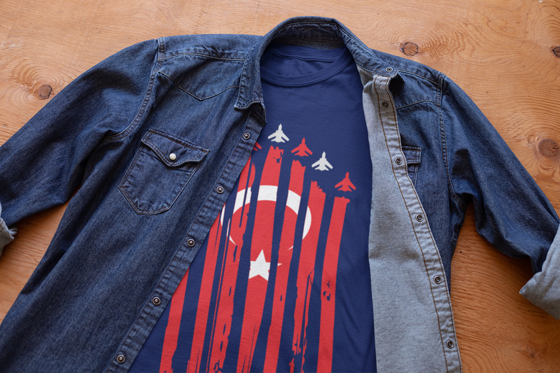 Hava Kuvvetleri Bayraklı T-Shirt Navy Blue