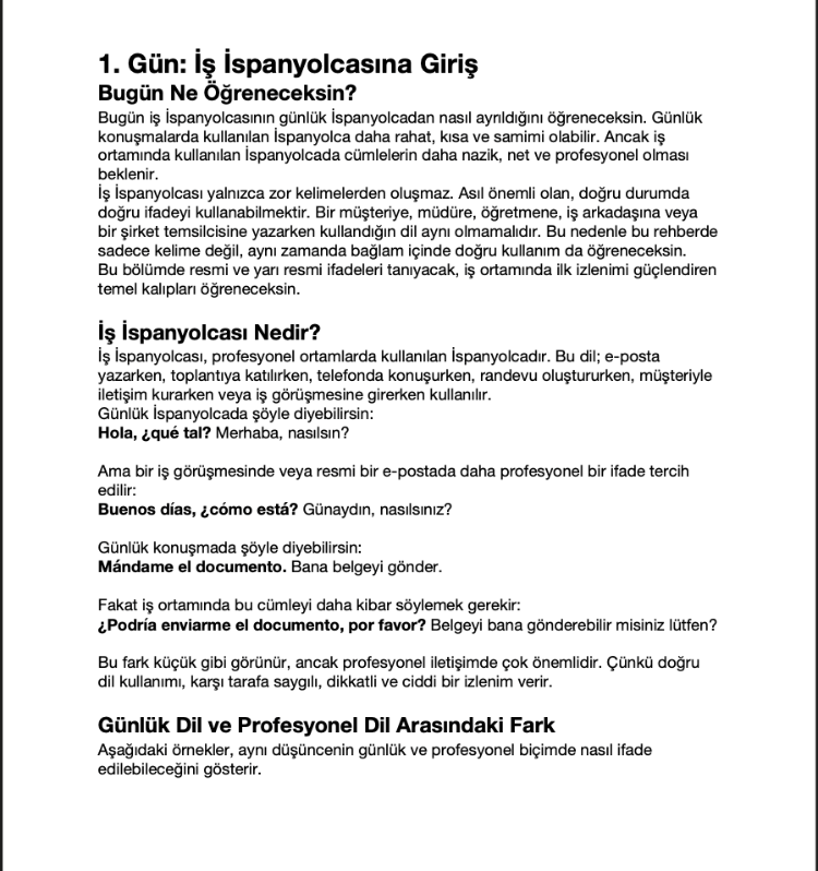 30 Günde İş İspanyolcası