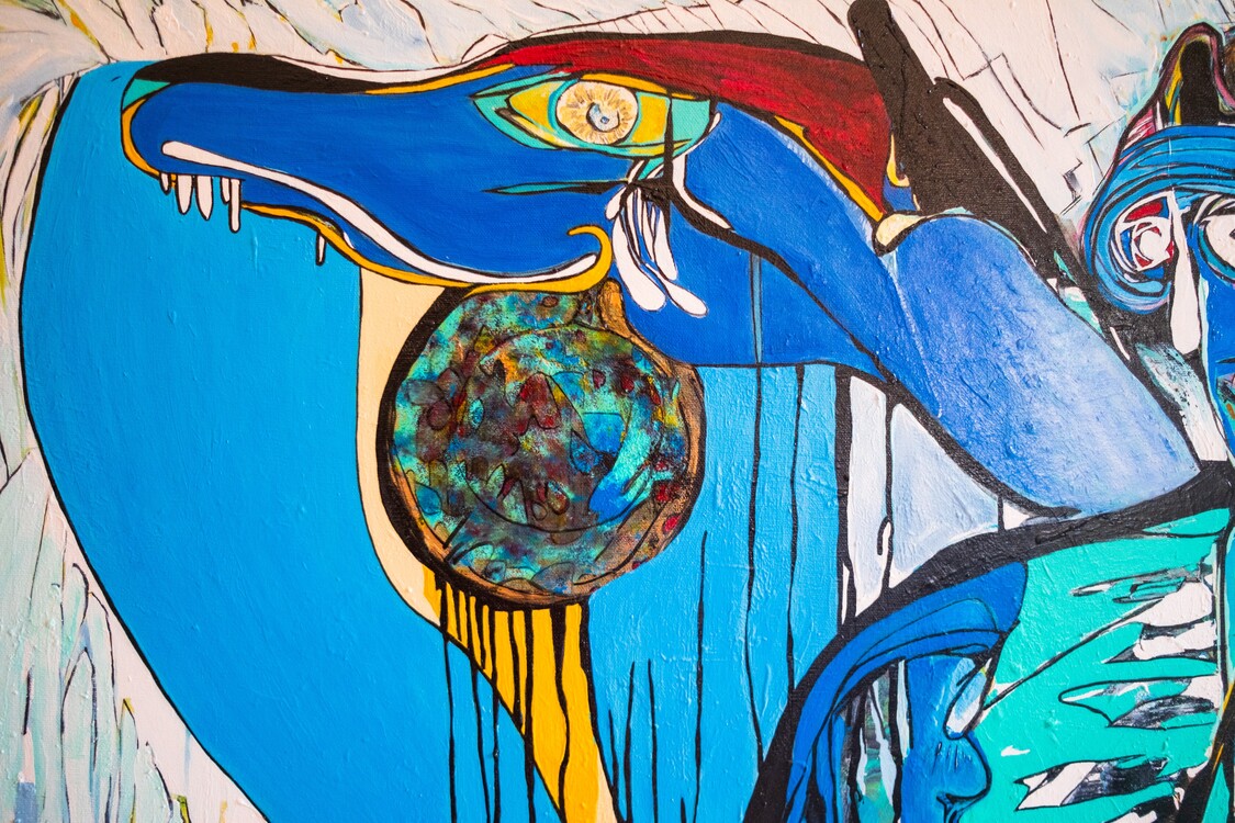 100x100 cm Tuval üzerine Akrilik • Acrylic on Canvas • Sevgililer • Lovers