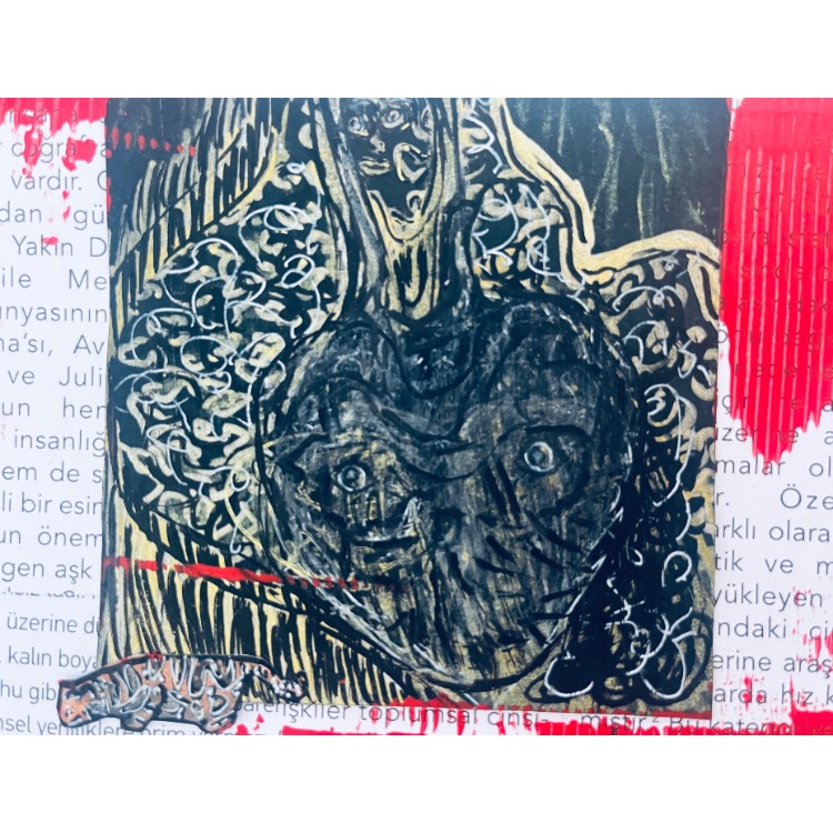 55x45cm Kâğıt üzerine Karışık Teknik • Mixed Media on Paper • Yan Yana • Side by Side