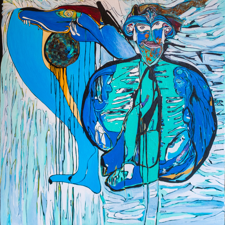 100x100 cm Tuval üzerine Akrilik • Acrylic on Canvas • Sevgililer • Lovers