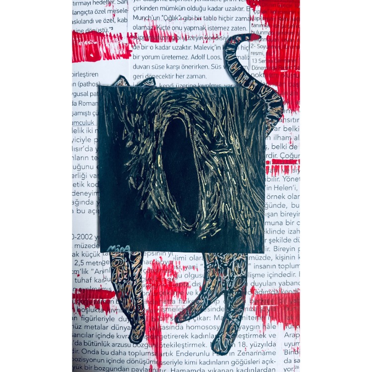 55x45cm Kâğıt üzerine Karışık Teknik • Mixed Media on Paper • Yan Yana • Side by Side