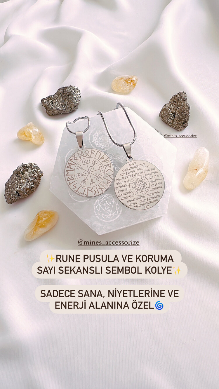 ANALİZLİ RUNE KOLYE KORUMA VE PUSULALI