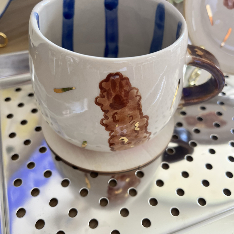 Stoneware Köpüşlü Kupa + Tabak Set