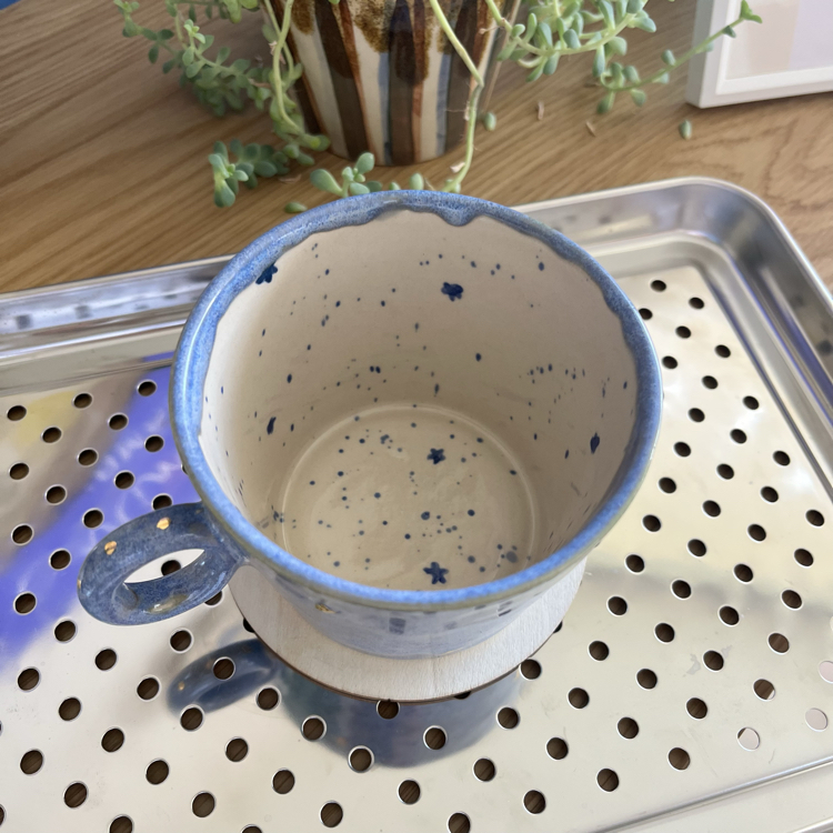 Açık Mavi Yıldız Kabartmalı Stoneware Kupa
