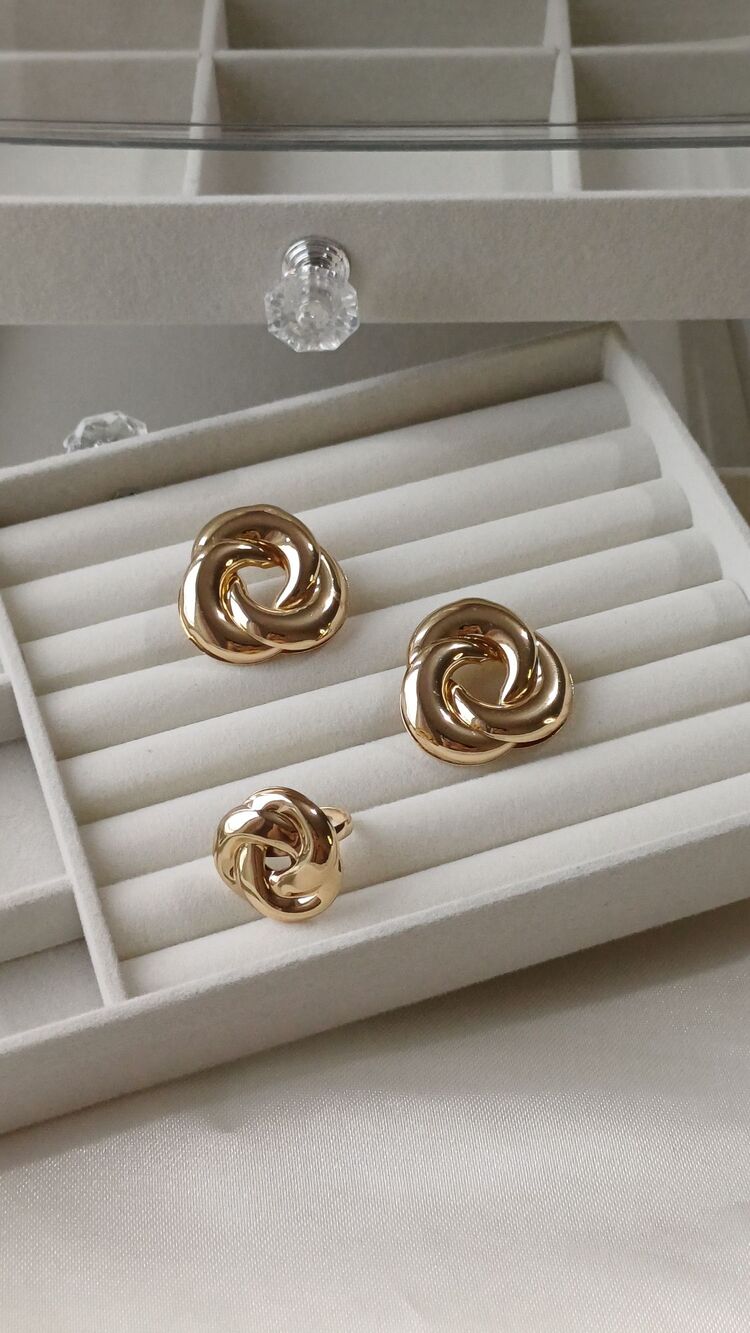 Vintage küpe yüzük set 