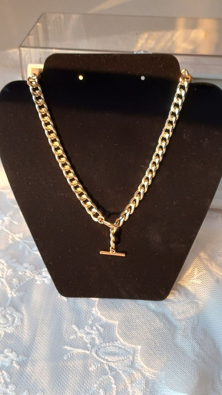 İçe geçmeli zincir çelik gold kolye 
