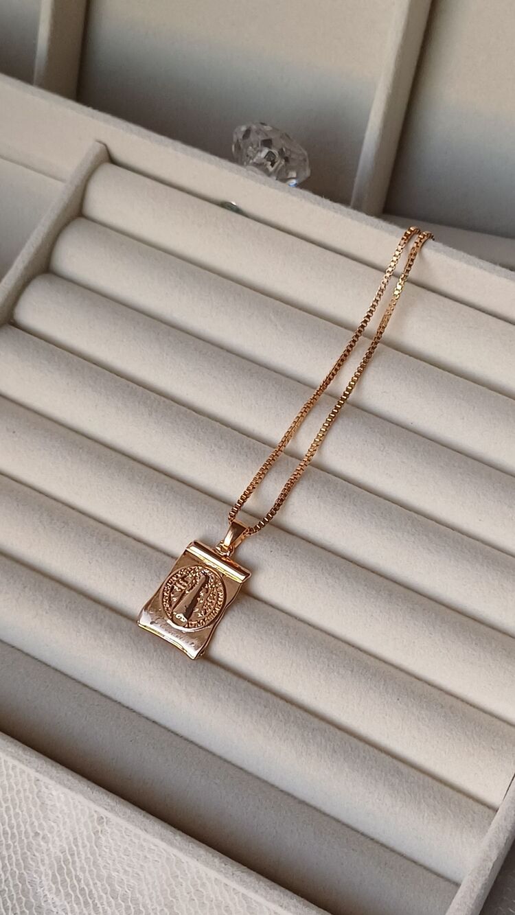 Madalyon gold çelik kolye 