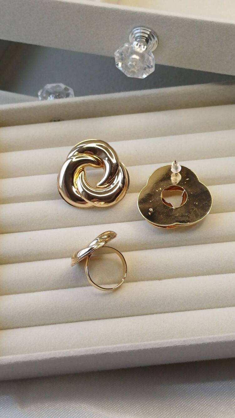 Vintage küpe yüzük set 