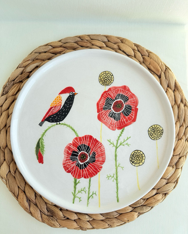 Kuş Çizimli Tabak