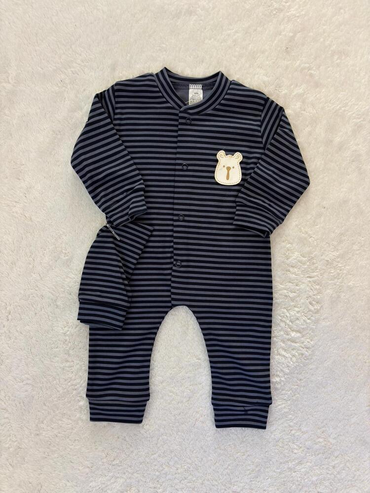 Lacivert Çizgili Ve Baskılı Unisex Takım
