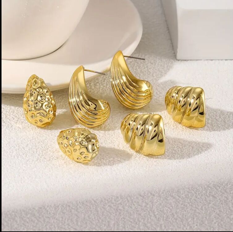 Çelik küpe set Gold (6 parça)