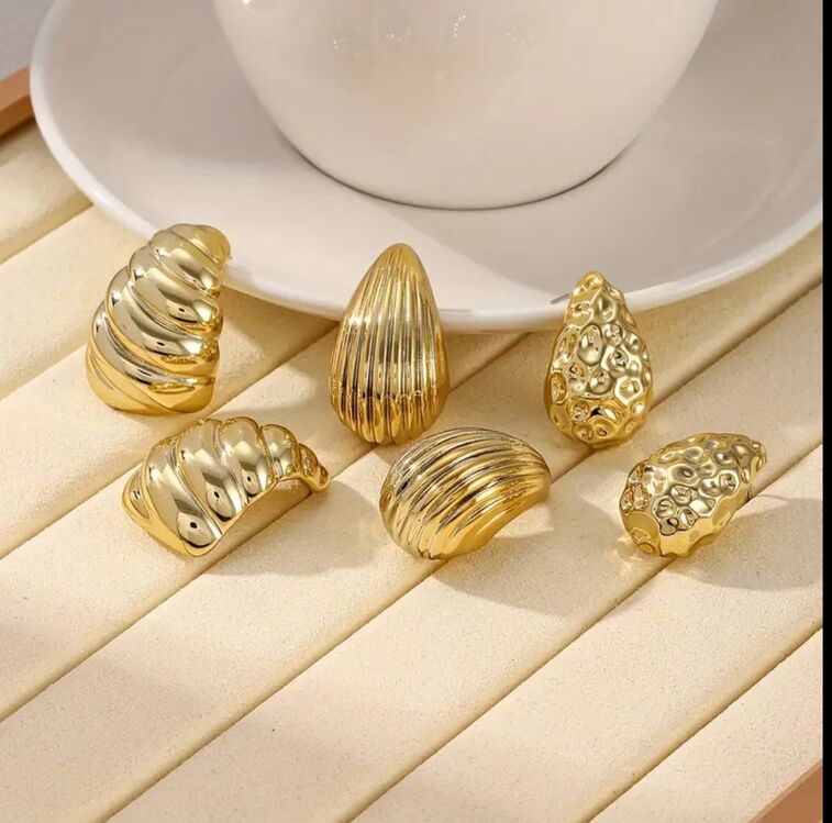 Çelik küpe set Gold (6 parça)