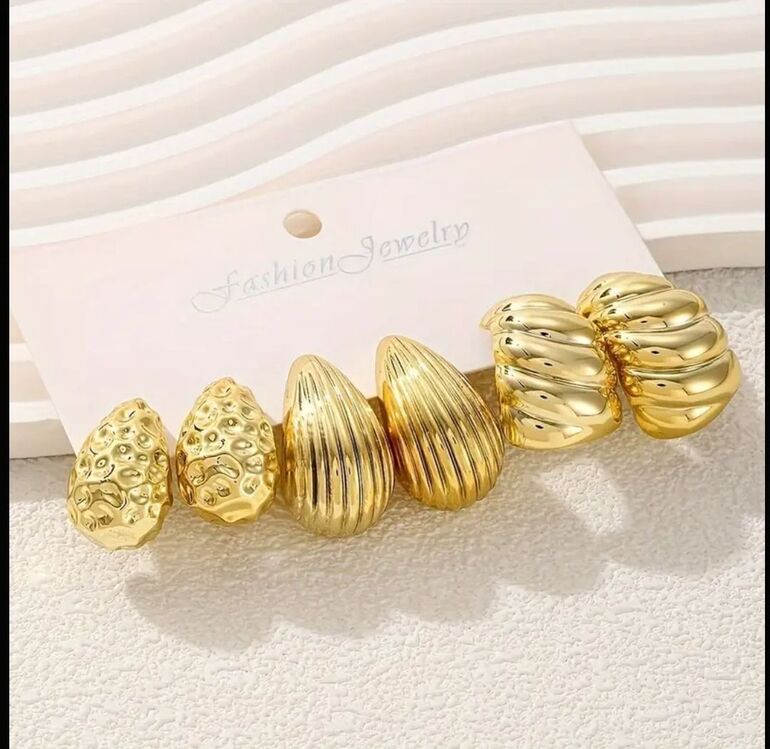 Çelik küpe set Gold (6 parça)