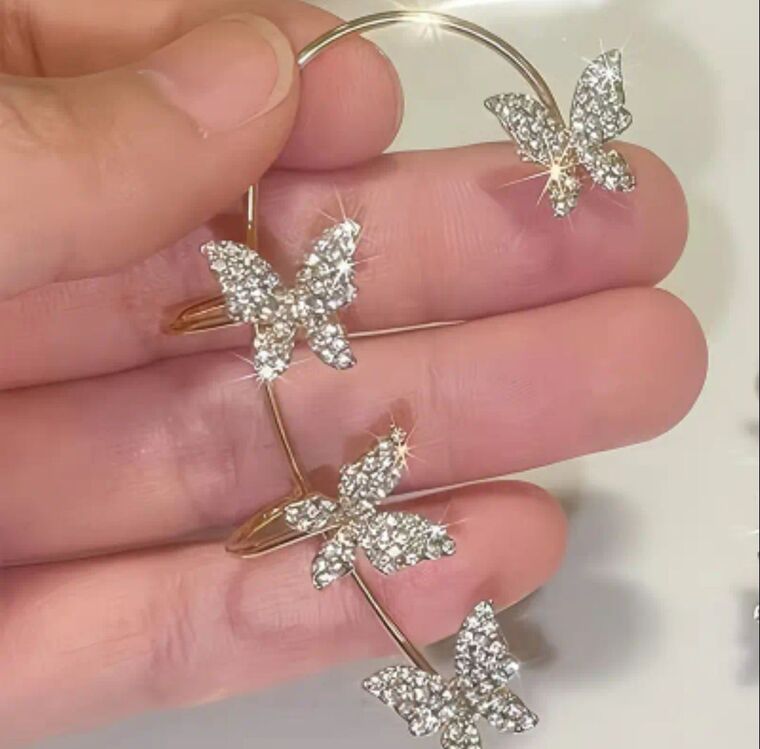 Çıkarılabilir küpe kelebek desen (sol)