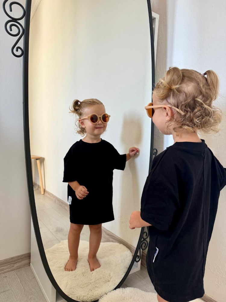 Çocuk Oversize Siyah Basic Tişört – %100 Pamuk Unisex