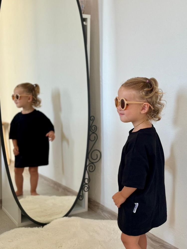 Çocuk Oversize Siyah Basic Tişört – %100 Pamuk Unisex
