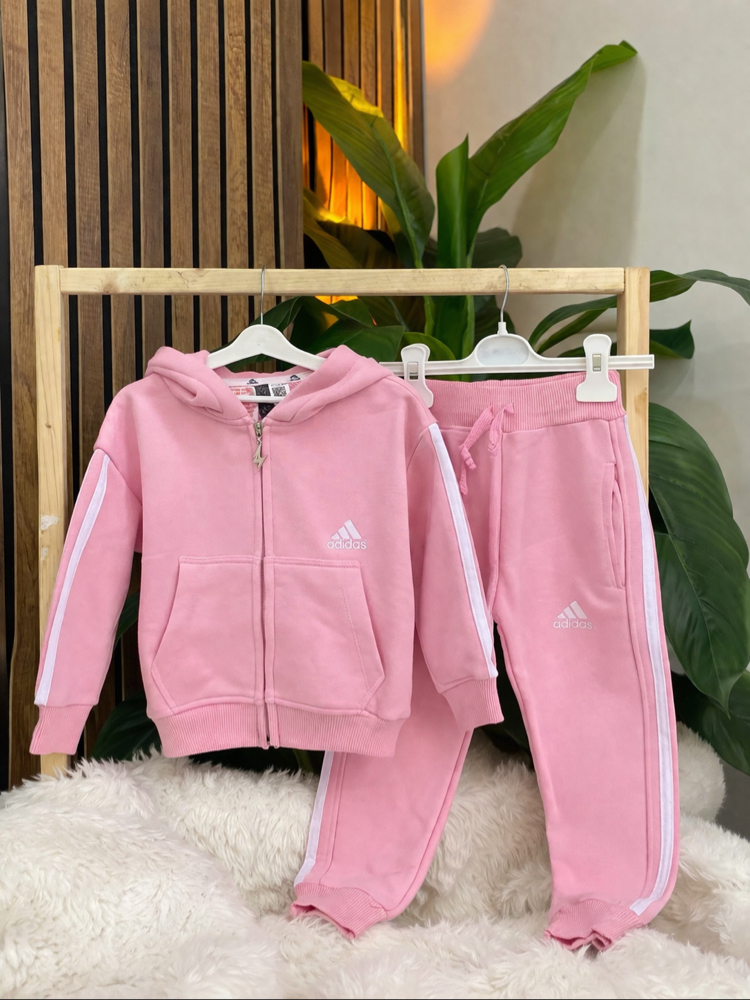 Adidas Kapüşonlu Pembe Eşofman Takımı