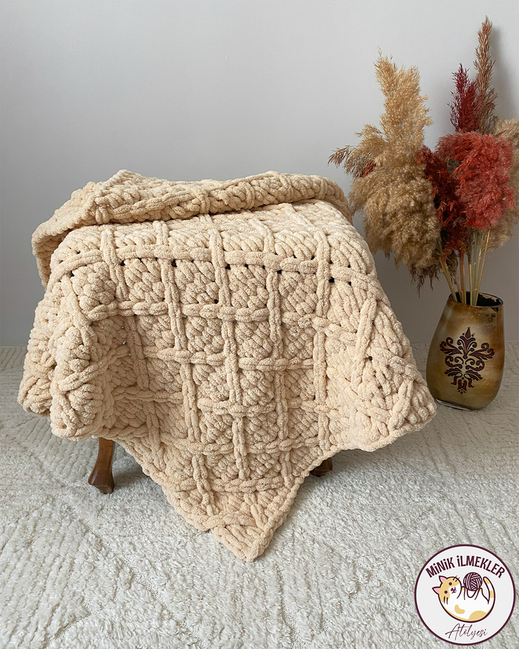 Bebek Battaniyesi – Bal Köpüğü, 90x90 cm – Alize Puffy, El Örgüsü