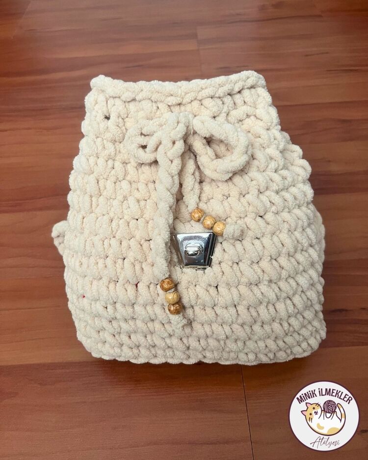 Çocuk Çanta – Bal köpüğü , 30x27 cm – Alize Puffy, El Örgüsü